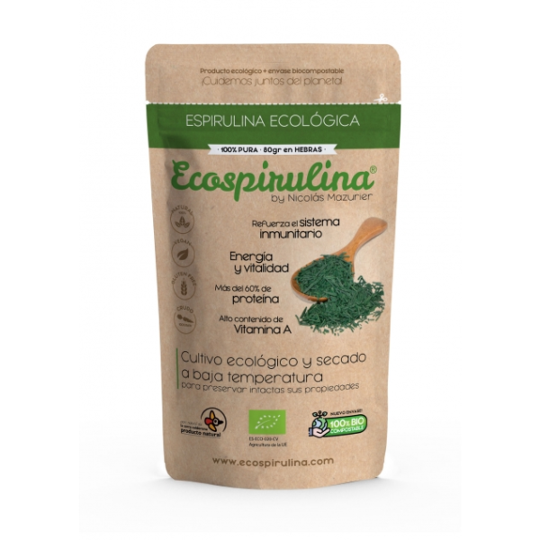 Espirulina ECO 100% pura en fideos producida en España