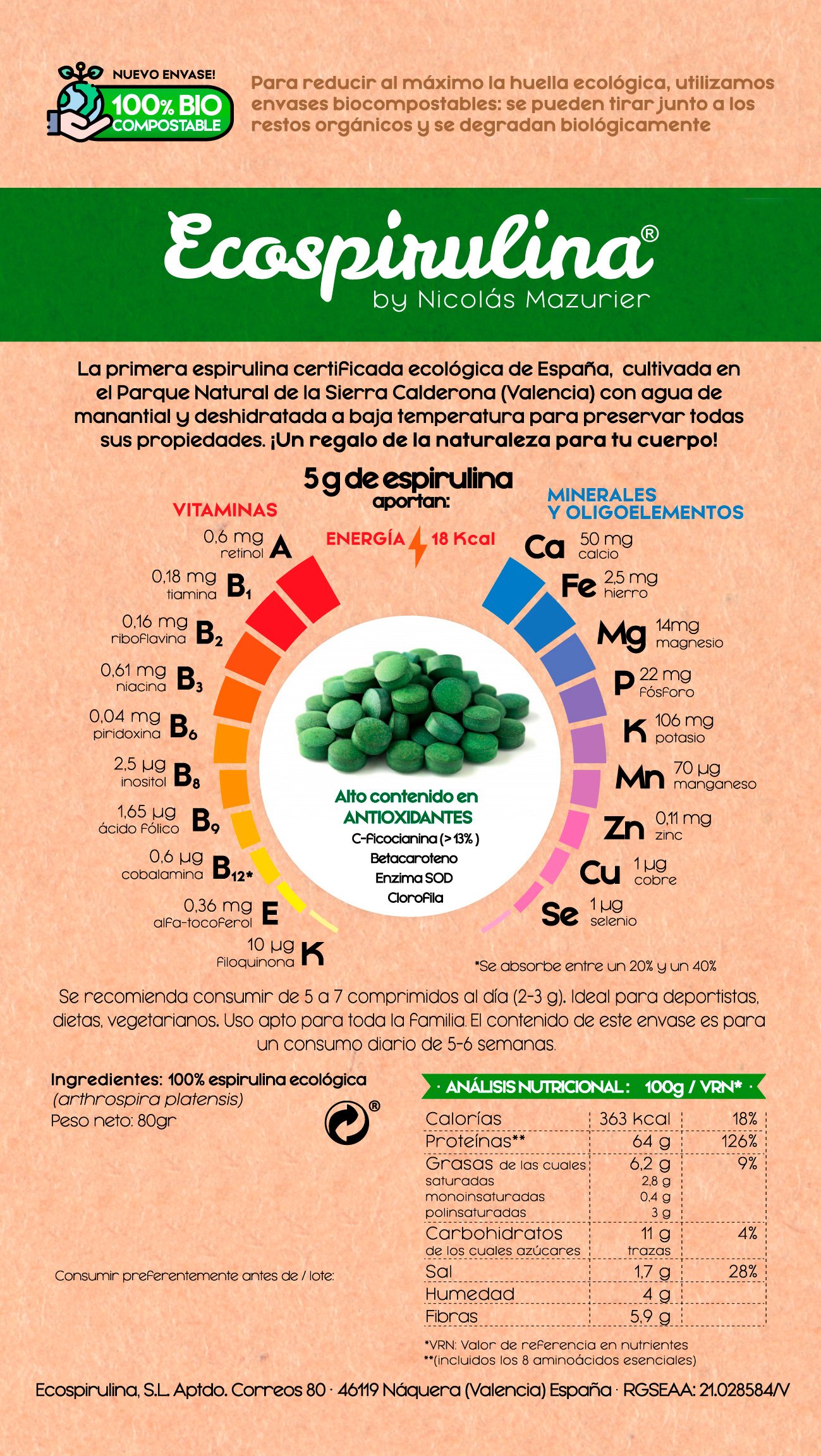 Espirulina ECO pura en Comprimidos producida en España - Imagen 2